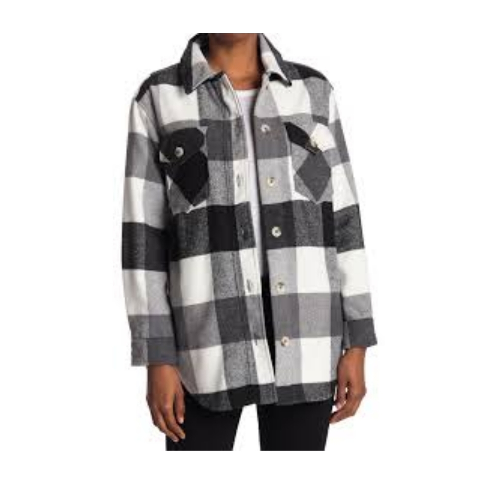 RDI Buffalo Plaid Shacket, Black, Small